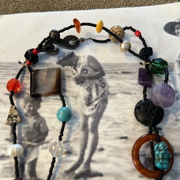 Corded Artisan Natural Stone Beaded Necklace “Bead Soup” (TD) - Picture 3 of 4